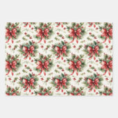 Red Bows and Holly Leaves Geschenkpapier Set (Vorderseite 2)