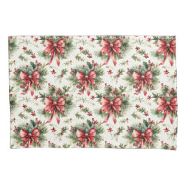 Red Bows and Holly Leaves Kissenbezug