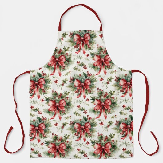 Red Bows and Holly Leaves Schürze (Vorderseite)