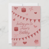 Red Bows, cakes and hearts Einladung (Rückseite)