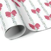 Red Bows & Garland Muster für Weihnachtsgeschenke Geschenkpapier (Rolleneckpunkt)