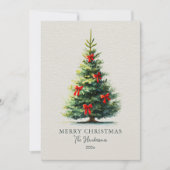 Red Bows Merry Christmas Tree Feiertagskarte (Vorderseite)