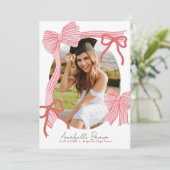 Red Bows Photo Graduation Announcement Einladung (Stehend Vorderseite)