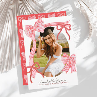 Red Bows Photo Graduation Announcement Einladung