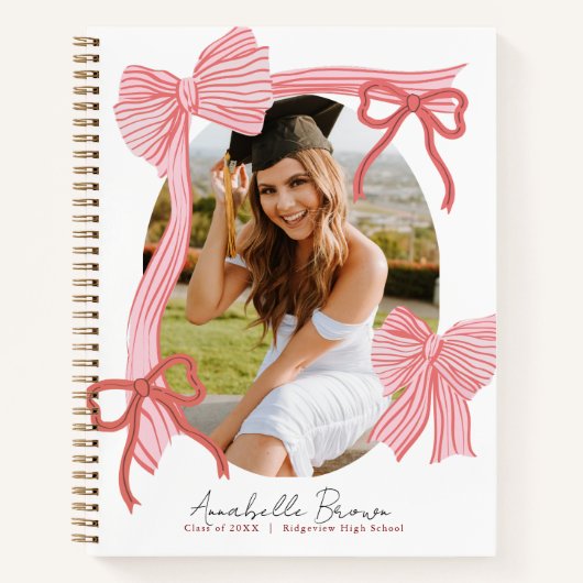 Red Bows Photo Graduation Guest Book Notizblock (Vorderseite)