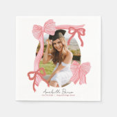Red Bows Photo Graduation Serviette (Vorderseite)