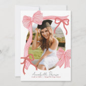 Red Bows Photo Message Graduation Announcement Einladung (Vorderseite)