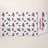 Red Bows und Weihnachts Holly Pflanze Muster & Nam Strandtuch (Vorderseite)