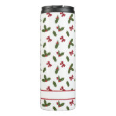 Red Bows und Weihnachts Holly Pflanze Muster & Nam Thermosbecher (Rückseite)