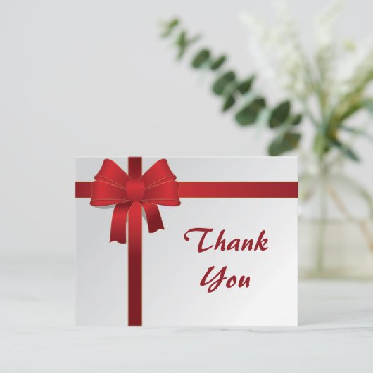 Red Bows Winter Danke Postkarte (Stehend Vorderseite)