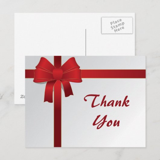 Red Bows Winter Danke Postkarte (Vorne/Hinten)