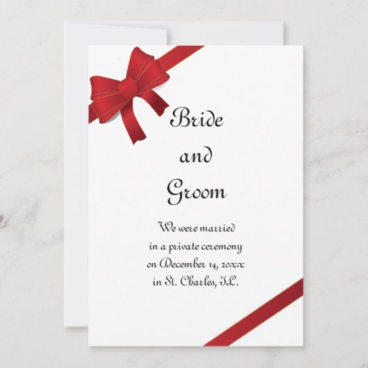 Red Bows Winter Ehe / Eloption Ankündigung (Vorderseite)