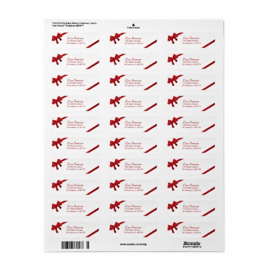 Red Bows Winter Rücksendeadresse (Vorne)