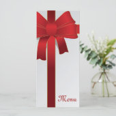 Red Bows Winter Wedding Menu Menükarte (Stehend Vorderseite)