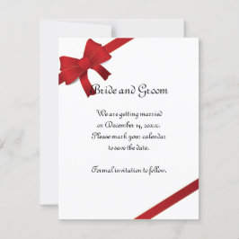 Red Bows Winter Wedding Save the Date