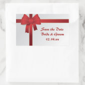 Red Bows Winter Wedding Save the Date Rechteckiger Aufkleber (Tasche)
