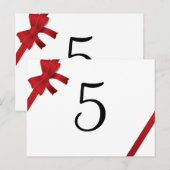 Red Bows Winter Wedding Tischnummer (Vorne/Hinten)