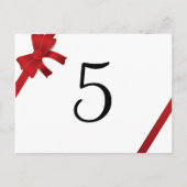 Red Bows Winter Wedding Tischnummer (Rückseite)