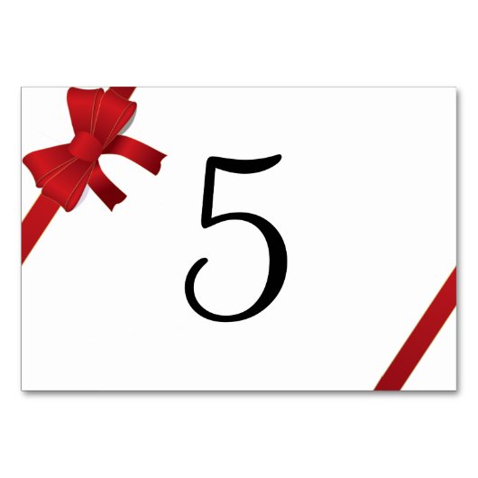 Red Bows Winter Wedding Tischnummern (Rückseite)