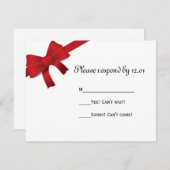 Red Bows Winter Wedding UAWG Response Card RSVP Karte (Vorne/Hinten)