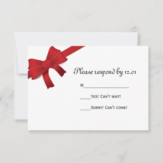 Red Bows Winter Wedding UAWG Response Card RSVP Karte (Vorderseite)