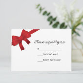 Red Bows Winter Wedding UAWG Response Card RSVP Karte (Stehend Vorderseite)