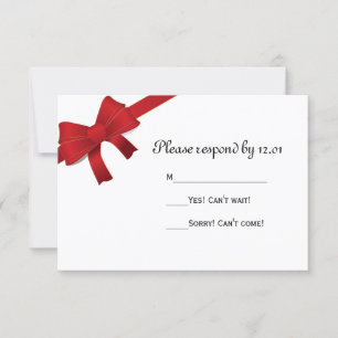 Red Bows Winter Wedding UAWG Response Card RSVP Karte