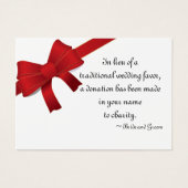 Red Bows Winter Wedding Wohltätigkeit Fevor Card (Vorderseite)