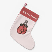 Red Boxing Gloves Boxer Athletic Coach Kinder Name Kleiner Weihnachtsstrumpf (Vorderansicht (hängend))