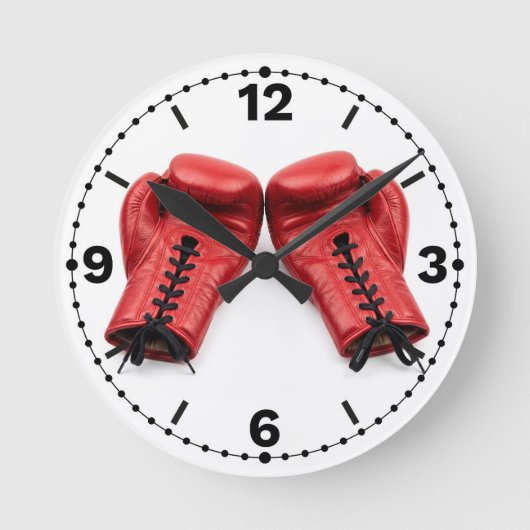 Red Boxing Gloves Wall Clock, Boxing Clock Face Runde Wanduhr (Vorderseite)