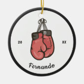 Red Boxing Gloves Wettbewerbsvorteile Boxer Name & Keramik Ornament (Vorne)