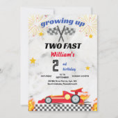 Red Boy Autos Race Auto zwei schnelle 2. Geburtsta Einladung (Vorderseite)