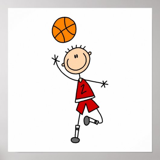 Red Boy Basketball T - Shirt und Geschenke Poster (Vorne)