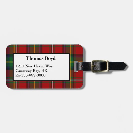 Red Boyd Tartan Karierte Gepäckmarke Gepäckanhänger (Vorderseite horizontal)