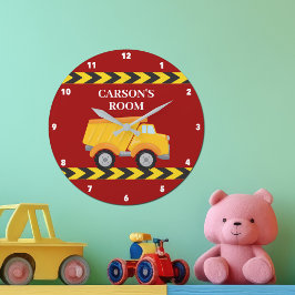 Red Boys Room Dump Truck Custom Kids Bedroom Große Wanduhr