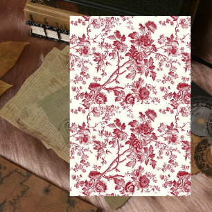 Red Branches Floral Französisch Vintag Decoupage Seidenpapier
