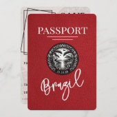 Red Brazil Passport Save the Date (Vorne/Hinten)