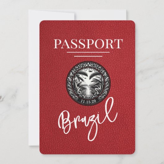 Red Brazil Passport Save the Date (Vorderseite)