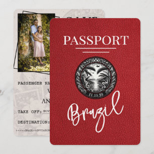 Red Brazil Passport Save the Date