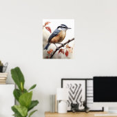 Red Breastch Nuthatch Bird Art Print Poster (Heimbüro)