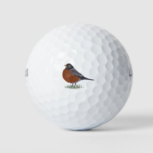 Red Breasted American Robin Digitally Gezeichnet B Golfball (Vorderseite)