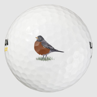 Red Breasted American Robin Digitally Gezeichnet B Golfball