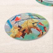 Red Breasted Coaster Runder Pappuntersetzer (Angewinkelt)