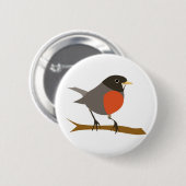 Red Breasted Robin on Branch Button (Vorne & Hinten)