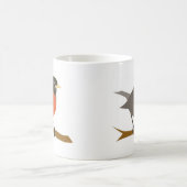 Red Breasted Robin on Branch Kaffeetasse (Mittel)