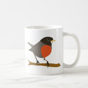 Red Breasted Robin on Branch Kaffeetasse
