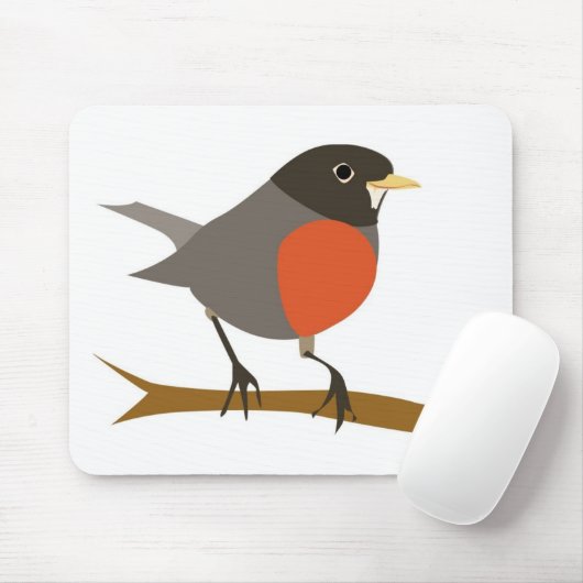 Red Breasted Robin on Branch Mousepad (Mit Mouse)