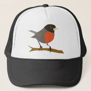 Red Breasted Robin on Branch Truckerkappe