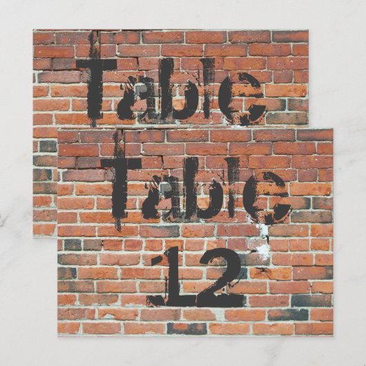 Red Brick Graffiti Empfang Tischnummern (Vorne/Hinten)