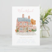 Red Brick Home Moving Announcement Einladung (Stehend Vorderseite)